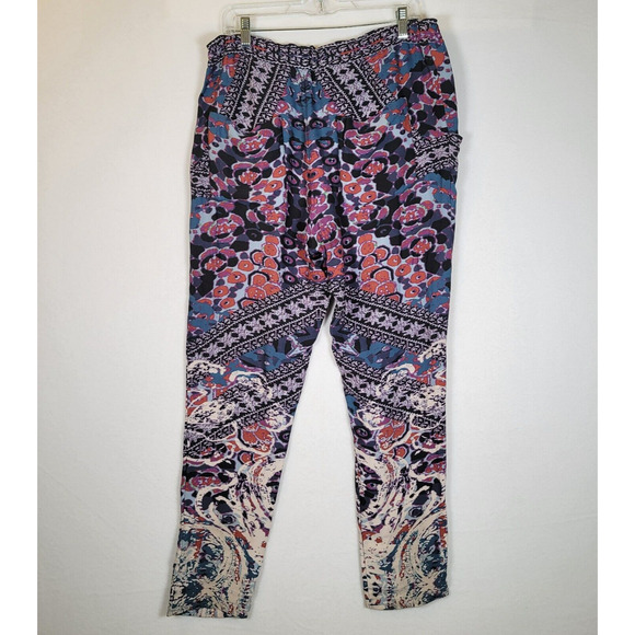 Free People Womens Pull On Printed Skinny Pants Size Medium Purple Pockets Boho - Picture 9 of 9